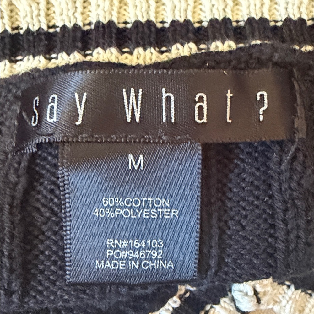 Say What? Black & White Sleeveless Knit Sweater Vest Size Medium - Picture 5 of 5